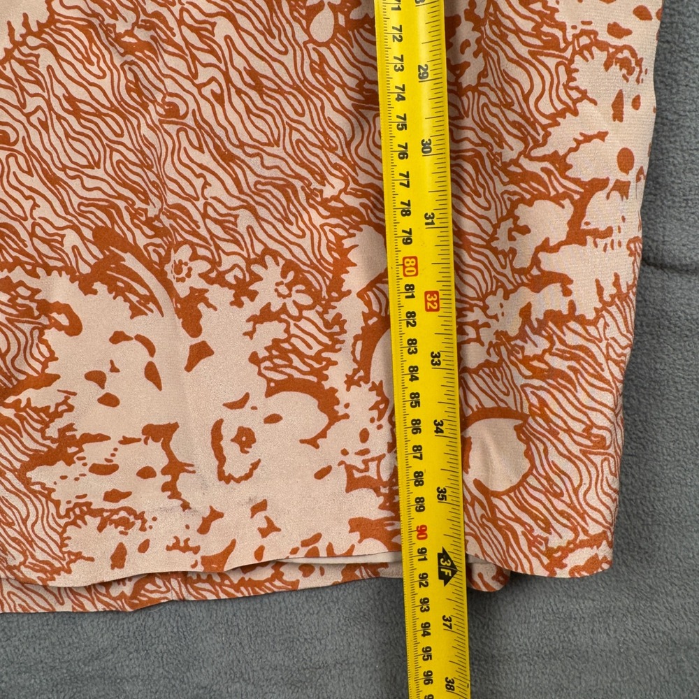 4C Anthropologie Orange Abstract Print Silk Sleeveless Mini Dress 4 4RS2SCF117 - Picture 3 of 8